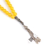 925 Ayar Gümüş Ay Yıldız Motifli Sarı Renk Kehribar Tesbih thumbnail 3
