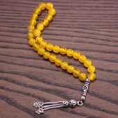 925 Ayar Gümüş Ay Yıldız Motifli Sarı Renk Kehribar Tesbih thumbnail 5