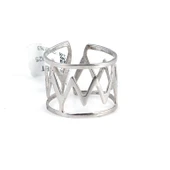 925 Ayar Gümüş Şerit Yüzük, Beyaz thumbnail 2