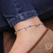 925 Ayar Gümüş Turkuaz Taş Halhal thumbnail 8