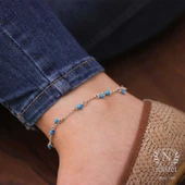 925 Ayar Gümüş Turkuaz Taş Halhal thumbnail 10