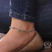 925 Ayar Gümüş Turkuaz Taş Halhal thumbnail 7