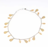 925 Ayar Gümüş 18 adet Damla ve Oval Telkari Halhal Bileklik thumbnail 1