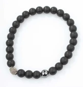 925 Ayar Gümüş Hematit ve Mat Oniks Taşlı Erkek Bilekliği thumbnail 2