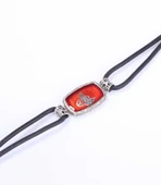 925 Ayar Gümüş Osmanlı Tuğrası Derili Erkek Bileklik thumbnail 4