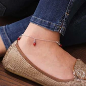 925 Ayar Gümüş Mercan Taş Halhal thumbnail 1