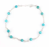 925 Ayar Gümüş 11 Adet Turkuaz Taşlı Halhal Bileklik thumbnail 6