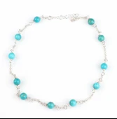 925 Ayar Gümüş 11 Adet Turkuaz Taşlı Halhal Bileklik thumbnail 2