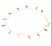 925 Ayar Rose Gümüş Yaprak Modeli Halhal Bileklik thumbnail 4