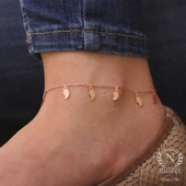 925 Ayar Rose Gümüş Yaprak Modeli Halhal Bileklik thumbnail 2