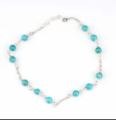 925 Ayar Gümüş 12 Adet Turkuaz Taşlı Halhal Bileklik thumbnail 1