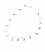 925 Ayar Gümüş Yaprak Modeli Halhal Bileklik, Beyaz thumbnail 3