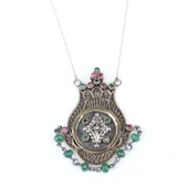 925 Ayar Gümüş ve Bronz Karışımı Zümrüt Taşlı Otantik Kolye thumbnail 2