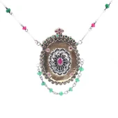 925 Ayar Gümüş ve Bronz Karışımı Yakut Taşlı Telkari Otantik Kolye thumbnail 2