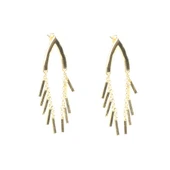 925 Ayar Gümüş V Şeklinde Çubuk Sallantılı Küpe, Sarı thumbnail 1