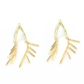 925 Ayar Gümüş V Şeklinde Çubuk Sallantılı Küpe, Sarı thumbnail 4