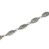 925 Ayar Gümüş Siyah Rodajlı Kök Zümrüt Taşlı Antik Bileklik thumbnail 3