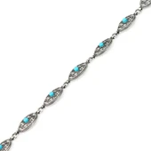 925 Ayar Gümüş Siyah Rodajlı Turkuaz Taşlı Antik Bileklik thumbnail 3