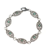 925 Ayar Gümüş Siyah Rodajlı Kök Zümrüt Taşlı Antik Bileklik thumbnail 1