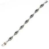 925 Ayar Gümüş Siyah Rodajlı Kök Safir Taşlı Antik Bileklik thumbnail 2