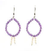 925 Ayar Gümüş Ametist ve İnci Taşlı Küpe thumbnail 2