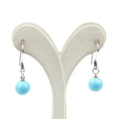 925 Ayar Gümüş Mavi Turkuaz Taşlı Küpe thumbnail 3