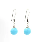 925 Ayar Gümüş Mavi Turkuaz Taşlı Küpe thumbnail 2