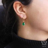 925 Ayar Gümüş  Zümrüt Rengi Küpe thumbnail 1