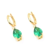 925 Ayar Gümüş  Zümrüt Rengi Küpe thumbnail 4