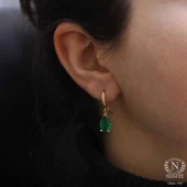 925 Ayar Gümüş  Zümrüt Rengi Küpe thumbnail 12