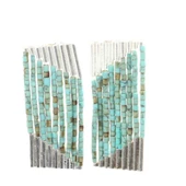 925 Ayar Gümüş 9 Sıra Turkuaz Taşlı Küpe thumbnail 3