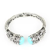 925 Ayar Gümüş Turkuaz Taşlı Antik Tasarım Bileklik thumbnail 2