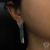 925 Ayar Gümüş 9 Sıra Turkuaz Taşlı Küpe thumbnail 7