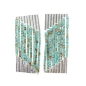 925 Ayar Gümüş 9 Sıra Turkuaz Taşlı Küpe thumbnail 4