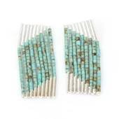 925 Ayar Gümüş 9 Sıra Turkuaz Taşlı Küpe thumbnail 5