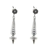 925 Ayar Gümüş  Gül Motifli Konik Küpe thumbnail 1