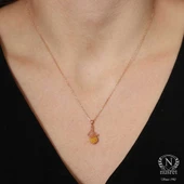 925 Ayar Gümüş Buzlu Limon Quartz Taşlı Kelebek Kolye thumbnail 1