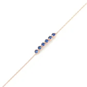 925 Ayar Gümüş Safir Taşlı 6 Sıra Suyolu Bileklik thumbnail 1