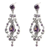 925 Ayar Gümüş Ametist Taşlı Antik Avize Küpe thumbnail 2