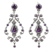 925 Ayar Gümüş Ametist Taşlı Antik Avize Küpe thumbnail 1