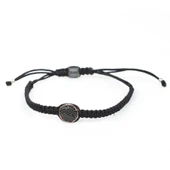 925 Ayar Gümüş Siyah ve Beyaz Zirkon Taşlı Çift Taraflı Siyah Örgü Bileklik thumbnail 6