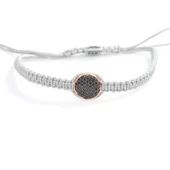 925 Ayar Gümüş Siyah ve Beyaz Zirkon Taşlı Çift Taraflı Gri Örgü Bileklik thumbnail 3