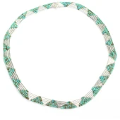 925 Ayar Gümüş Turkuaz Taşlı 5 sıra Özel Tasarım Kolye thumbnail 2