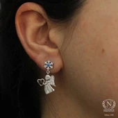 925 Ayar Gümüş Perili Kalp Küpe thumbnail 3