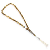 925 Ayar Gümüş Haki Yeşili Arpa Kesim Sıkma Kehribar Tesbih thumbnail 2