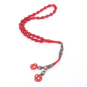 999 Ayar Gümüş Kırmızı Sıkma Kehribar Tesbih thumbnail 1