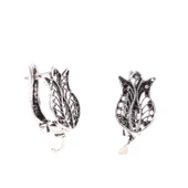 925 Ayar Telkari Lale modeli Arkadan Kıskaçlı Küpe thumbnail 1