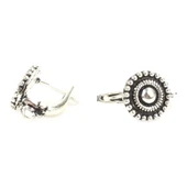 925 Ayar Gümüş Desenli Yuvarlak Arkadan Kıskaçlı Küpe thumbnail 3