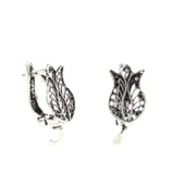 925 Ayar Telkari Lale modeli Arkadan Kıskaçlı Küpe thumbnail 2