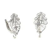 925 Ayar Telkari Kakao Yaprağı modeli Arkadan Kıskaçlı Küpe thumbnail 3